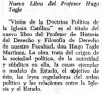 Nuevo libro del profesor Hugo Tagle.