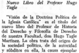 Nuevo libro del profesor Hugo Tagle.
