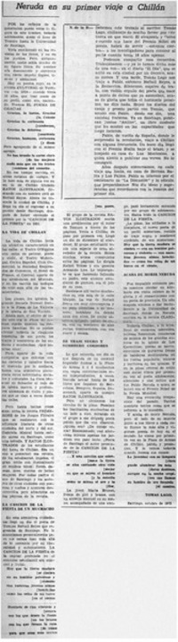 Neruda en su primer viaje a Chillán