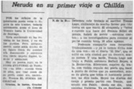Neruda en su primer viaje a Chillán