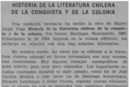 Historia de la literatura chilena de la conquista y d ela colonia