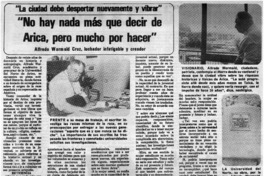 "No hay nada màs que decir de Arica, pero mucho por hacer".