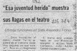 "Esa juventud herida" muestra sus llagas en el teatro".