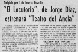 "El locutorio", de Jorge Díaz, estrenará "teatro del ancla".