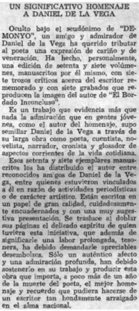 Un significativo homenaje a Daniel de la Vega.