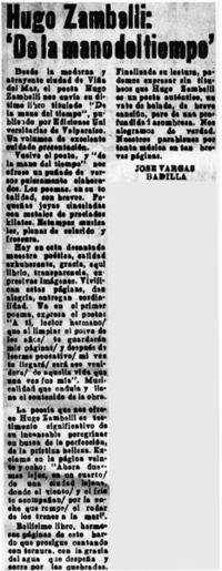 Hugo Zambelli: "de la mano del tiempo"