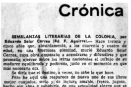 Semblanzas literarias de la colonia