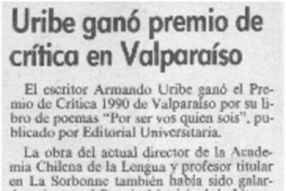 Uribe ganó premio de crítica en Valparaíso.