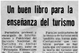 Un buen libro para la enseñanza del turismo
