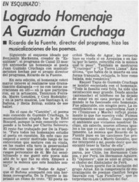 Logrado homenaje a Guzmán Cruchaga.