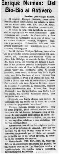 Enrique Neiman, Del Bío-Bío al antivero