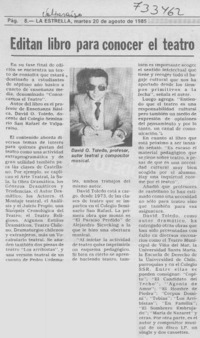 Editan libro para conocer el teatro.