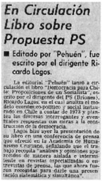 En circulación libro sobre propuesta PS.
