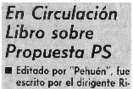 En circulación libro sobre propuesta PS.