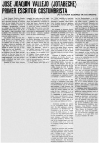 José Joaquín Vallejo (Jotabeche) primer escritor costumbrista