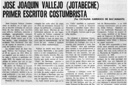 José Joaquín Vallejo (Jotabeche) primer escritor costumbrista