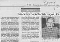 Recordando a Antonieta Lagos Lira