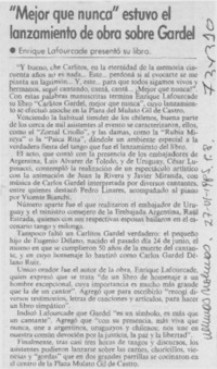 Mejor que nunca" estuvo el lanzamiento de obra sobre Gardel.