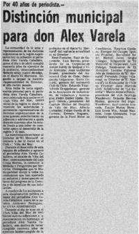 Distinción municipal para don Alex Varela.