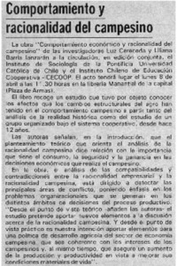 Comportamiento y racionalidad del campesino.