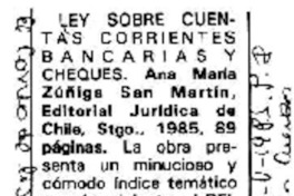 Ley sobre cuentas corrientes bancarias.