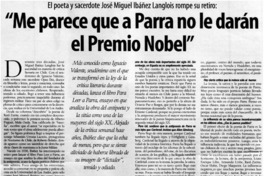 Me parece que a Parra no le darán el Premio Nobel : [entrevistas]