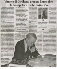 Vittorio di Girólamo prepara libro sobre la Acrópolis y recibe distinción : [entrevistas]