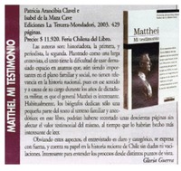 Matthei. Mi testimonio