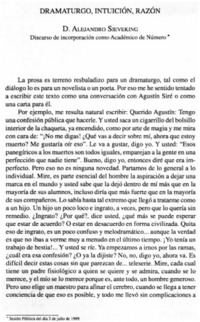 Dramaturgo, intuición, razón : Discurso de incorporación como Académico de Número