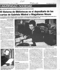 El sistema de bibliotecas es el depositario de las cartas de Gabriela Mistral a Magallanes Moure