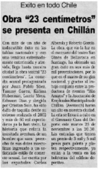 Obra 23 centímetros se presenta en Chillán