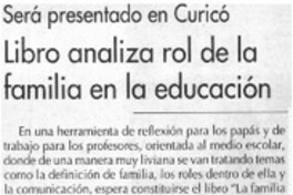 Libro analiza rol de la familia en la educación.