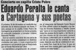 Eduardo Peralta le canta a Cartagena y sus poetas.