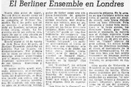 El Berliner ensemble en Londres