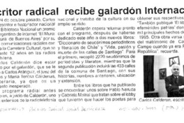 Escritor radical recibe galardón internacional.