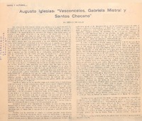 Augusto Iglesias: "Vasconcelos, Gabriela Mistral y Santos Chocano"