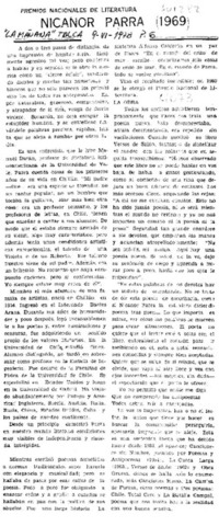 Premios Nacionales de Literatura : Nicanor Parra (1969)