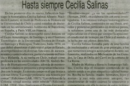Hasta siempre Cecilia Salinas.