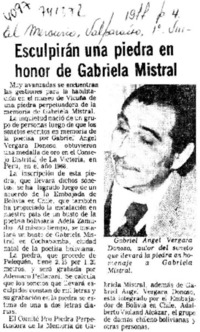 Esculpirán una piedra en honor de Gabriela Mistral