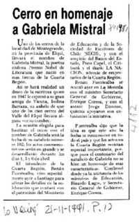 Cerro en homenaje a Gabriela Mistral