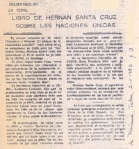 Libro de Hernán Santa Cruz sobre las Naciones Unidas.