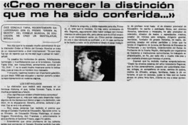 "Creo merecer la distinción que me ha sido conferida..." : [entrevistas]