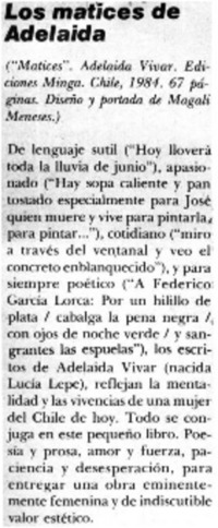 Los matices de Adelaida