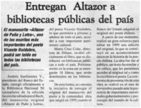Entregan Altazor a bibliotecas públicas del país