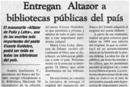 Entregan Altazor a bibliotecas públicas del país