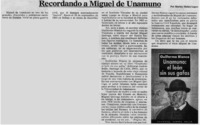 Recordando a Miguel de Unamuno