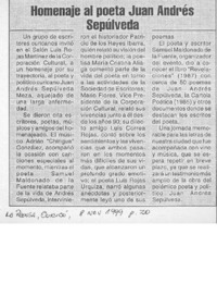 Homenaje al poeta Juan Andrés Sepúlveda