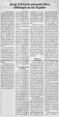Jorge Edwards presentó libro "Diálogos en un tejado".
