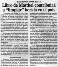 Libro de Matthei contribuirá a "limpiar" herida en el país