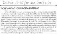 Solidaridad con poeta enfermo